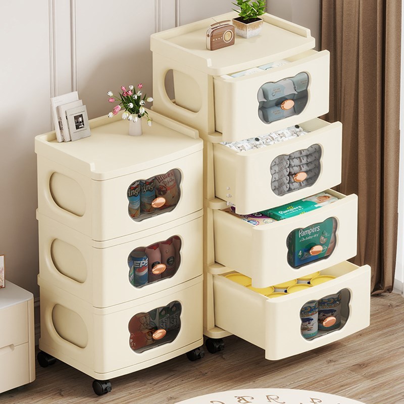 MINIHOMES ชั้นวางของมีล้อ โมเดลหมี 3-7 ชั้น มีล้อ เคลื่อนย้ายง่าย กันน้ำ  กล่องเก็บของอเนกประสงค์ ห้องนอน ห้องนั่งเล่น