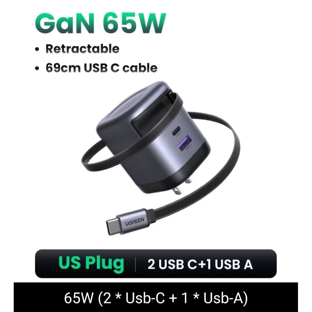 Ugreen 3port gan fast charger 65w 3ช่อง/ 30w3ช่อง