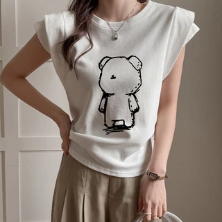 เสื้อแขนกุดผู้หญิงทำงาน กําลังฮิตใหม่ล่าสุด oversize เสื้อผ้าสาวอวบน่ารัก เสื้อยืดแขนสองชั้นแฟชั่นมาใหม่สวยๆ สตรีทวินเทจ