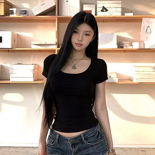 mm_home8 เสื้อยืด สีพื้น แขนสั้น พรางหุ่นเข้ารูปเอวเอส เหมาะกับสาวๆสายชิลสายชิค แฟชั่นใหม่ยอดฮิต