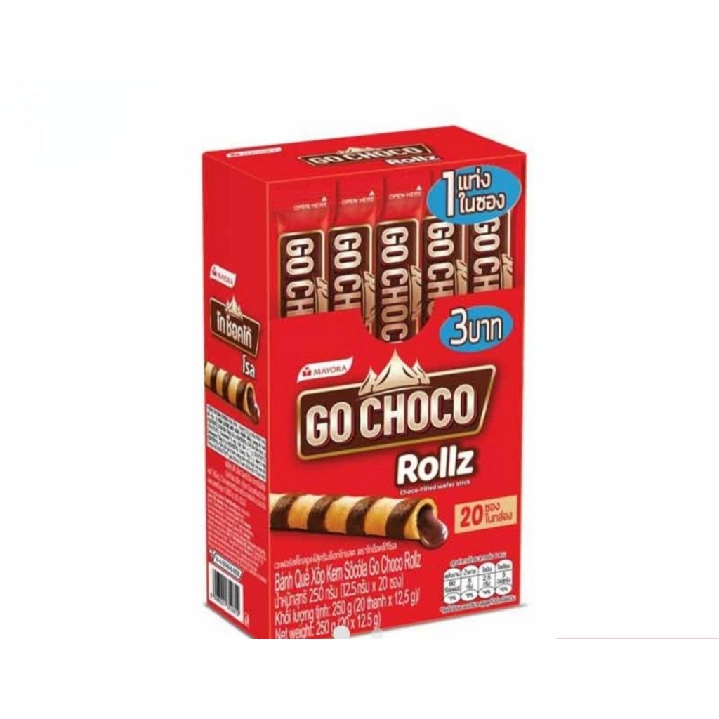 Go Choco Rollz โก ช็อคโก้ โรล 280 กรัม,(กล่องมี 12 แท่ง)