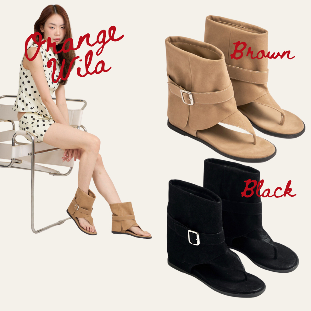 Wila shoes - รุ่น M8・Orange’ รองเท้าแตะรัดข้อทรงบูท (Sandal Boots) ดีไซน์เก๋ ไม่ซ้ำใคร