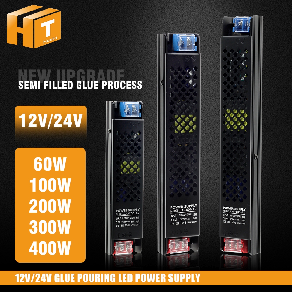 LED แหล่งจ่ายไฟ บางมาก DC 12V 24V หม้อแปลงไฟฟ้า 60W 100W 150W 200W 300W 400WAC190-240V Driver สำหรับ