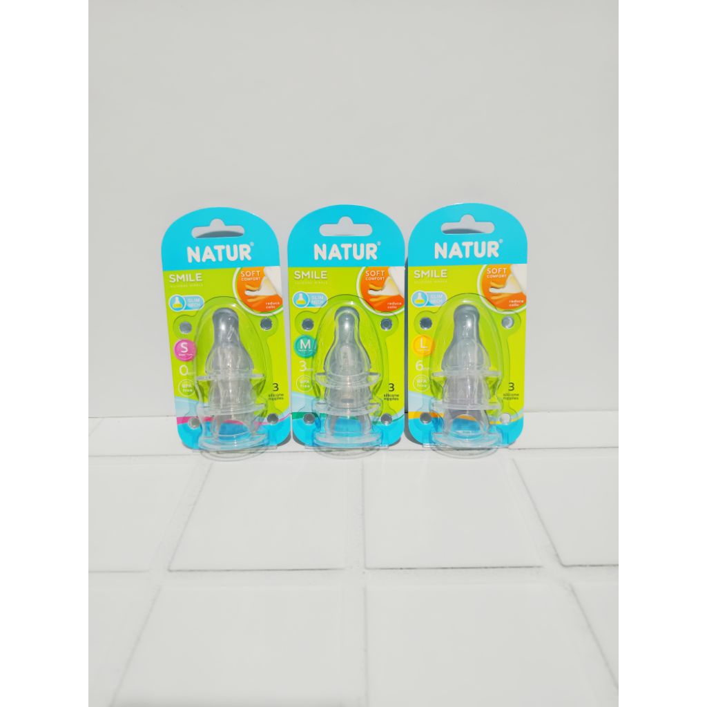 [ 1 แพ็ค มี 3ชิ้น ] จุกนม เนเจอร์ สไมล์  หนา นุ่ม ดูดสบาย ด้วยแถบระบายอากาศให้หมุนเวียน ป้องกันจุกแฟบ