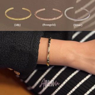 Luv Bangle - กำไลข้อมือ ประดับหัวใจนูน มี 3 สี (#BG9-02) แพ้ง่ายใส่ได้ค่ะ