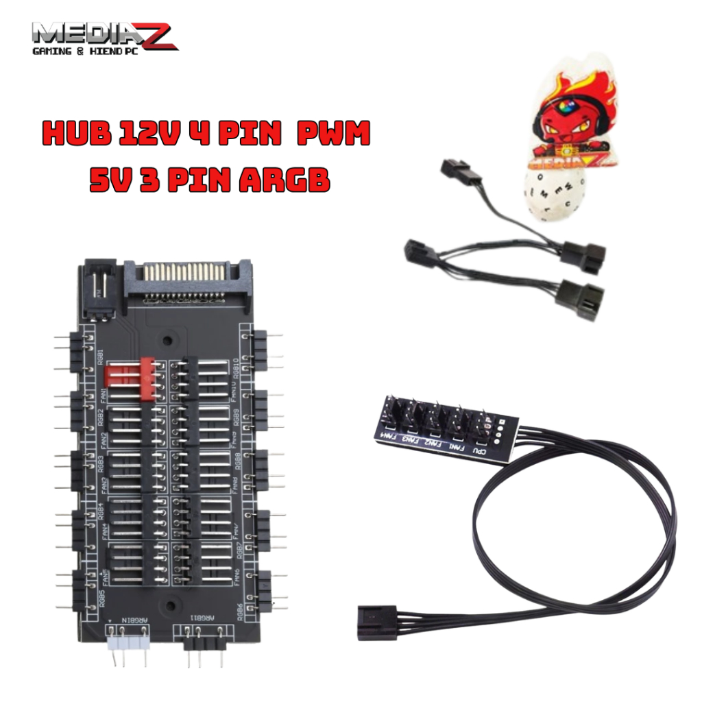 ส่งทันที ARGB Fan HUB 1 to 9 ฮับ เพิ่มช่องพัดลม เพิ่ม argb 5v 3pin 4pin 3รุ่น