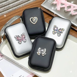 กระเป๋าเก็บของเดินทางรูปหัวใจ 3 มิติ เคสชาร์จแบบพกพา USB กล่องจัดระเบียบสายเคเบิลข้อมูลหูฟังหูฟังแบบสี่เหลี่ยมมีซิป