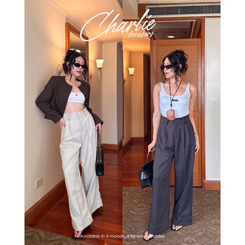THESUNCO-Charlie Trousers(ชาลี)กางเกงขายาวกระบอก ผ้ามีน้ำหนัก คุณภาพสุดคุ้ม กุ้นทุกจุด