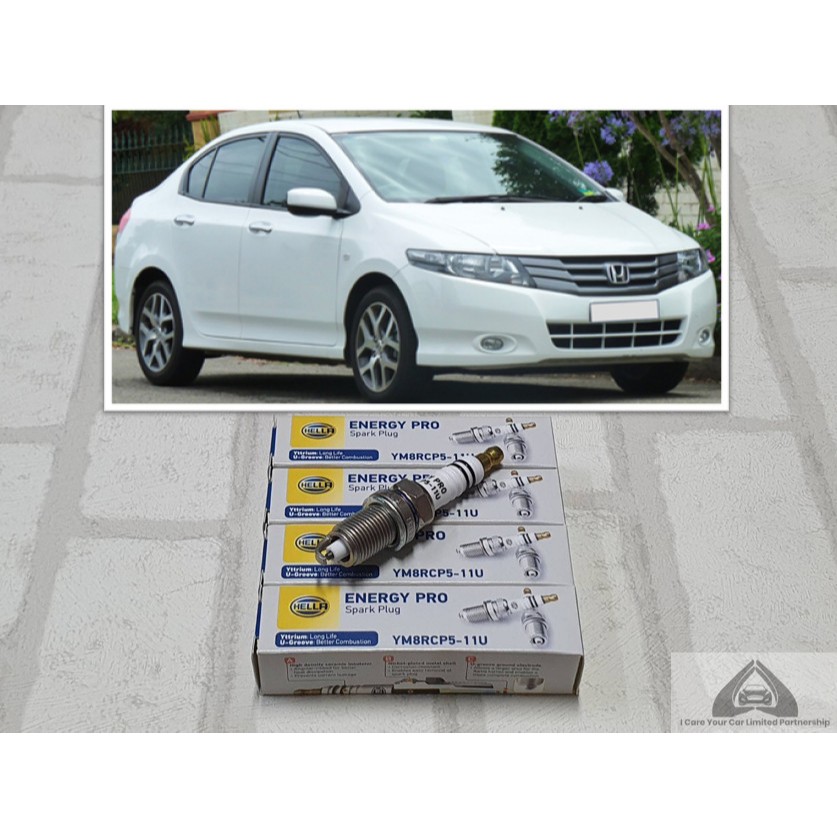 หัวเทียน Honda City G5 ( 2008 - 2013 )  ชุด 4 หัว ขั้วยิธเทรียม ระยะการใช้งาน 40,000 กม : Hella YM8RCP5-11U