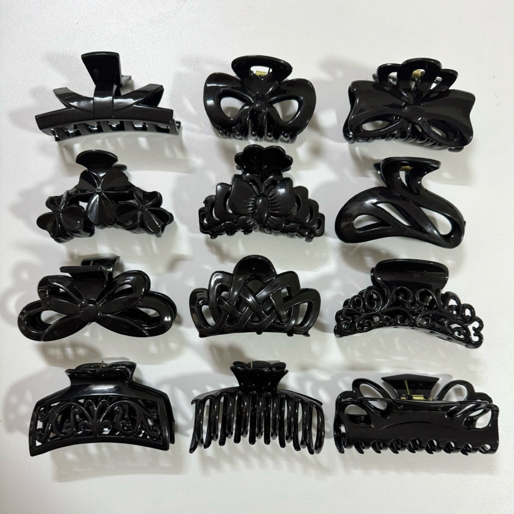 กิ๊บหนีบผมสีดำ 12 ตัว (12 ลาย) Hair Clip