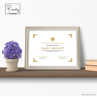 ReadyFrame กรอบรูป A4 กรอบเกียรติบัตร กรอบใบประกาศ กระจกแท้ แนวตั้ง-แนวนอน แขวนผนัง ตั้งโต๊ะ Premium มีให้เลือก 27สี