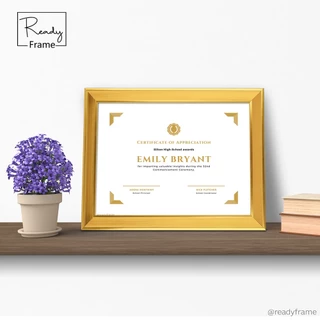 ReadyFrame กรอบรูป A4 กรอบเกียรติบัตร กรอบใบประกาศ กระจกแท้ แนวตั้ง-แนวนอน แขวนผนัง ตั้งโต๊ะ Premium มีให้เลือก 27สี