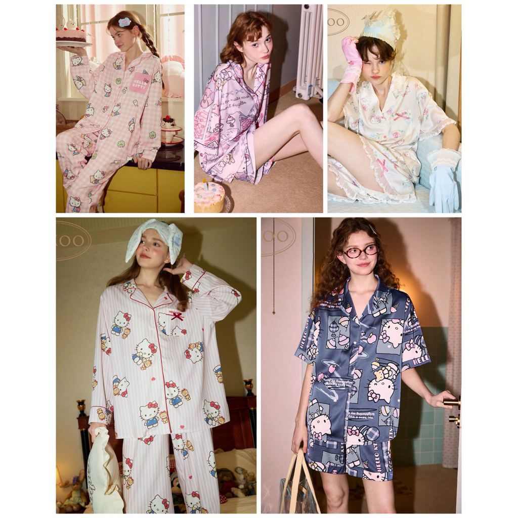( พร้อมส่ง / ส่งด่วน ) Gukoo pajamas Hello Kitty🎀🍋 | ชุดนอนคิตตี้ลิขสิทธิ์แท้ ใส่สบาย🌈มีให้เลือกเยอะ