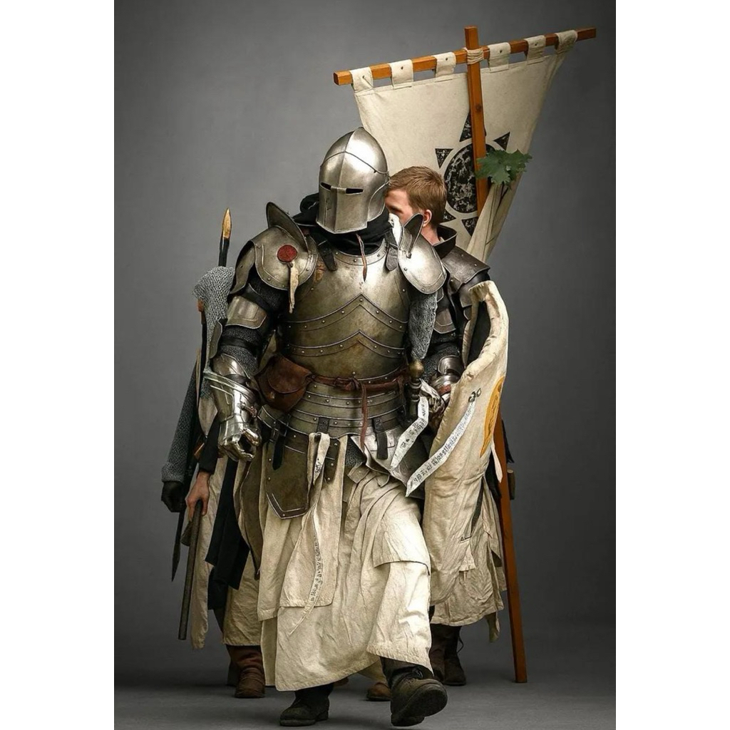 นำเข้า ⚔️ Premium Barbute Full Armor Suit – ชุดเกราะอัศวินศตวรรษที่ 15 ⚔️  เกราะสไตล์ Barbute Plate 
