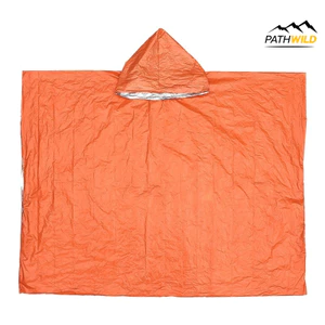 PATHWILD Emergency Poncho เสื้อกันฝนฉุกเฉินแบบมีฮู้ด พับเก็บได้เล็ก น้ำหนักเบา สำหรับกิจกรรมกลางแจ้ง วิ่งเทรล ตั้งแคมป์