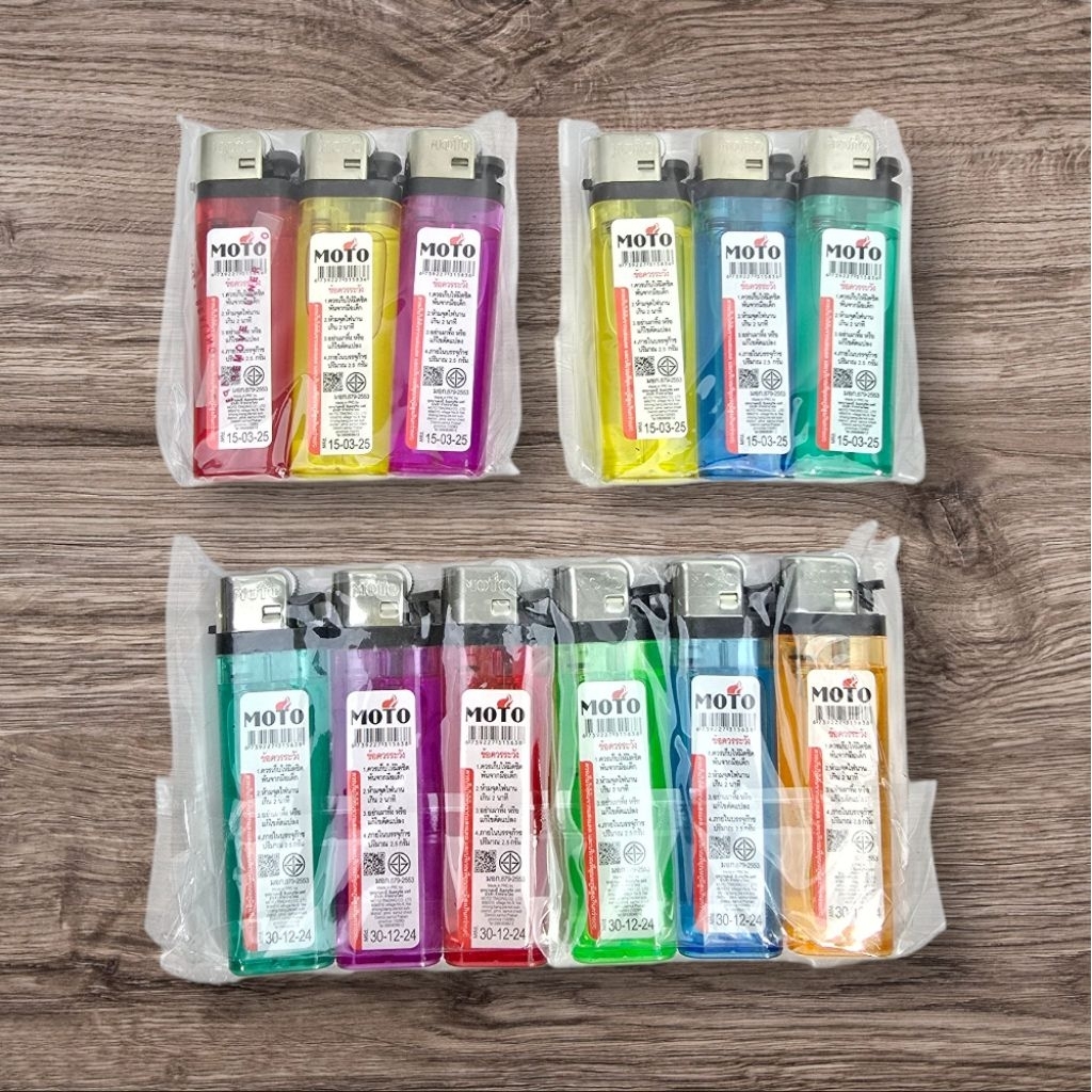 สุดคุ้ม ไฟแช็ค 3 6 ชิ้น/แพ็ค MOTO สีคละสี ส่งของทุกวัน