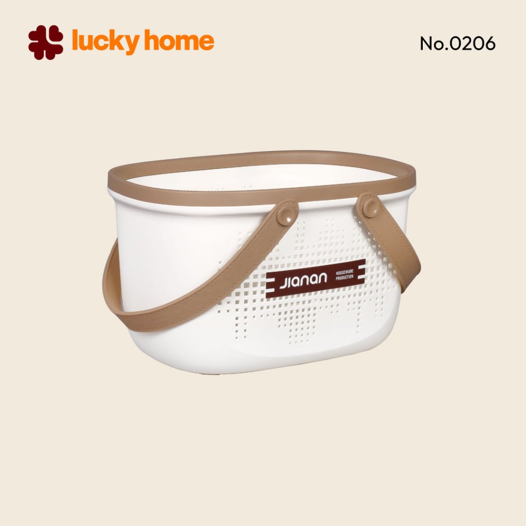 LUCKY HOME ตะกร้าหูหิ้วพลาสติก NO.0206 ขนาดสินค้า (กว้างxยาวxสูง) 29.5 x 21.5 x 17.9 cm