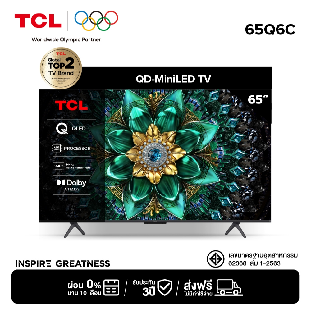 [NEW 2025] TCL ทีวี 65 นิ้ว 4K Mini QLED Google TV รุ่น 65Q6C HVA Panel,Gaming TV,IMAX Enhanced,120 