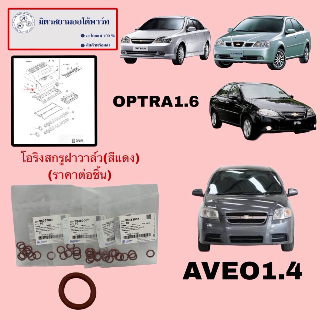 โอริงสกรูฝาครอบวาล์ว OPTRA1.6/AVEO1.4(ไม่มั่นใจสอบถามก่อนสั่ง) 96353007 (ราคาต่อชิ้น)