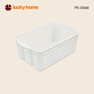LUCKY HOME ตะกร้า กระบะใส่ของสีขาว ซ้อนตั้งและซ้อนเก็บได้ P5…