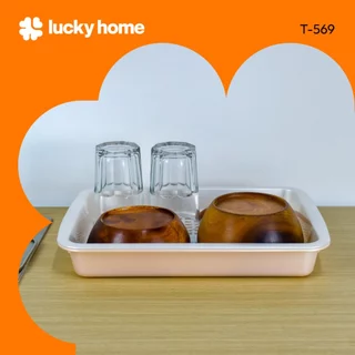LUCKY HOME ถาดอเนกประสงค์ ที่คว่ำแก้ว (ถาดเหลี่ยม+ตะแกรง) T-569 ขนาด(กว้าง x ยาว x สูง): 37 x 27.3 x 5.2 cm