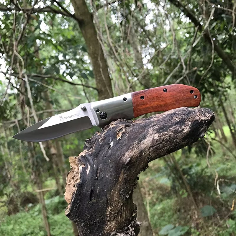 Browning มีดพับแท้ Outdoor Folding Knife มีดพกพา เดินป่า แคมป์ปิ้ง ทำอาหาร มีดเอนกประสงค์ แข็งแรง คมกริบ thumbnail 4