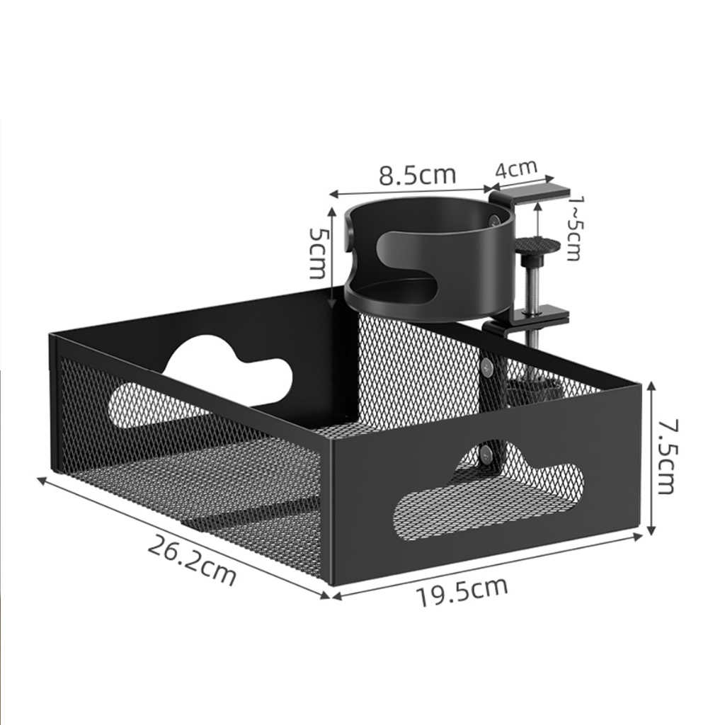 รางเก็บสายแนวนอน ที่วางแก้วน้ำ 2 in1 ไม่มีการต่อย สามารถหมุนได้ 360 ° ถาดจัดระเบียบสายเคเบิลใต้โต๊ะ - รูปที่ 7