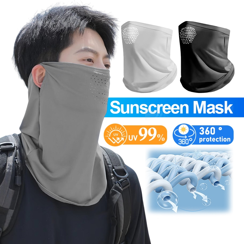ผ้าคลุมหน้ากันแดด กันUV แบบหูแขวน 360° UPF50 ป้องกันแสงแดด ผ้าไหมน้ำแข็งน้ำแข็ง กันฝุ่น