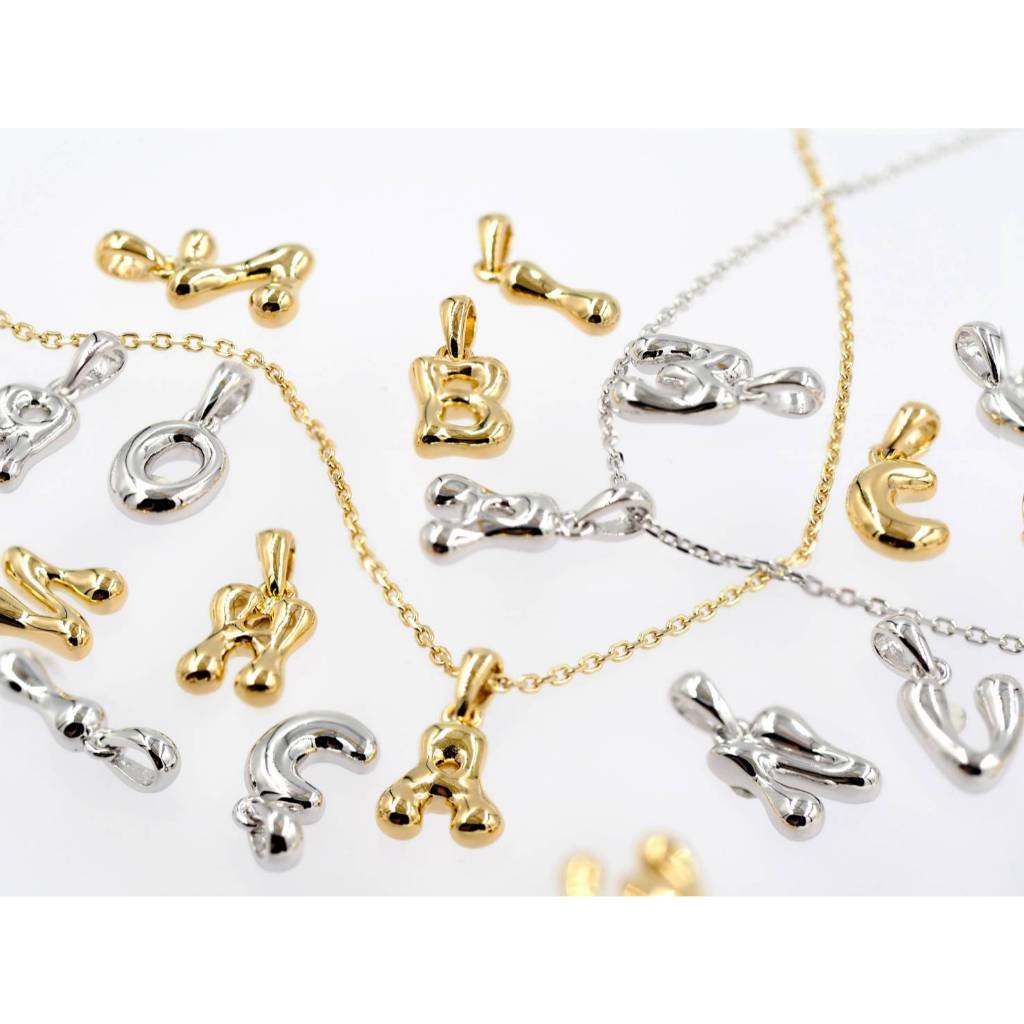 MSCHOO สร้อยคอจี้ตัวอักษรลูกโป่ง A-Z