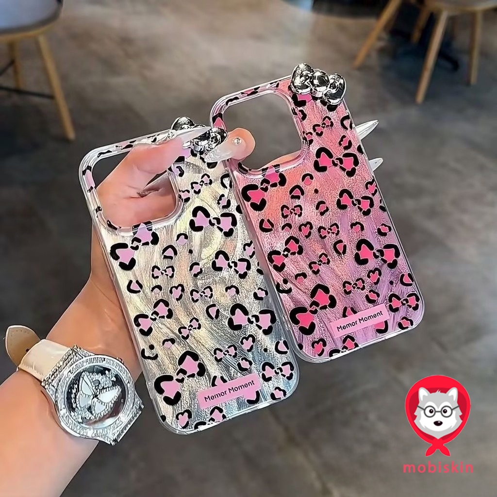 ธนูพิมพ์ลายเสือดาวแฟชั่นอาวุโส เคสiPhone 16 15 11 13 12 14 Pro Max 7Plus XR 16 7 8 Plus 14 11 12 Pro XS MAX X  14 Plus
