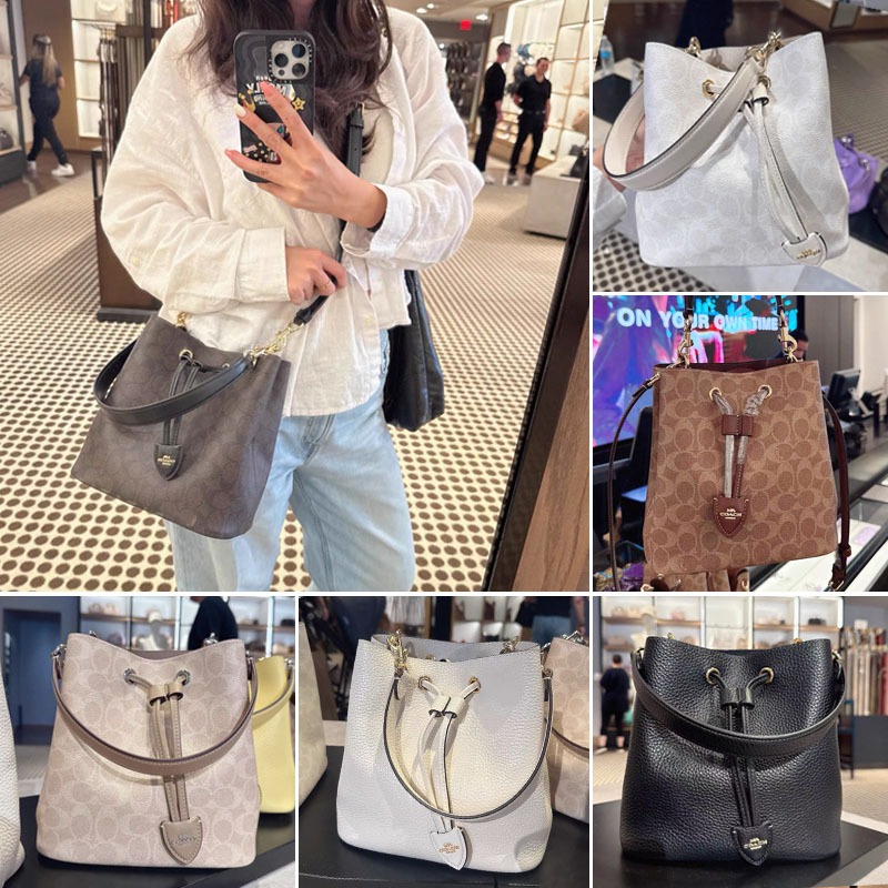 กระเป๋าสะพายข้างผู้หญิง COACH Drawstring Bucket Bag CBH06 CBH07 กระเป๋าถือผู้หญิง กระเป๋าสะพายไหล่