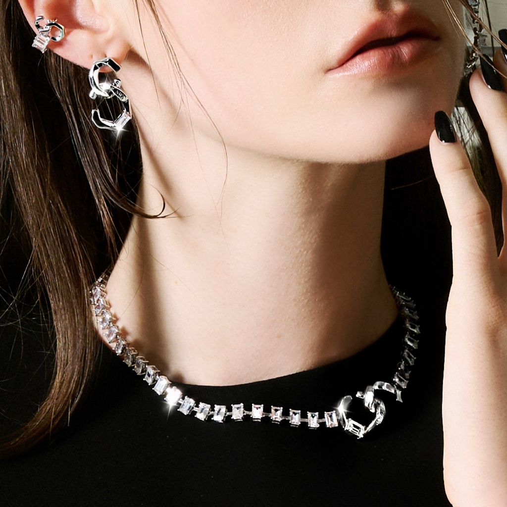 SWAN - Unbound Necklace สร้อยคอเงินแท้ ฝังเพชรคิวบิกเซอร์โคเนีย สร้อยที่ใส่ได้ทุกวัน Match - รูปที่ 3