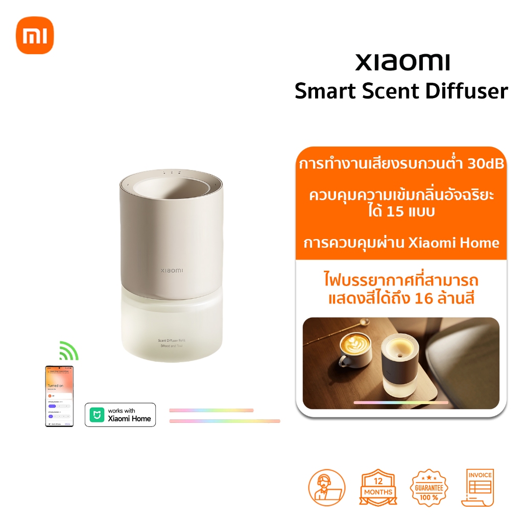 Xiaomi Smart Scent Diffuser เครื่องหอม โคมไฟอโรม่า | ไฟบรรยากาศที่สามารถแสดงสีได้ถึง 16ล้านสี | การควบคุมอัจฉริยะ