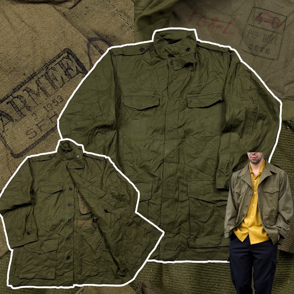 แจ็คเก็ตวินเทจ Vintage 50s French M47 Army Military Field Jacket แจ็คเก็ตทหาร มี 1ตัว สภาพตามรูป