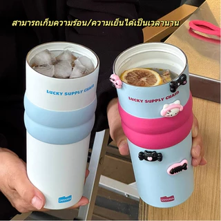 【ONDA】（COD）แก้วเก็บความเย็น ผิวเนื้อเซรามิก จุขนาดใหญ่ 316 สแตนเลส พร้อมหลอด แก้วกาแฟ 710ml ถ้วยน้ำความ