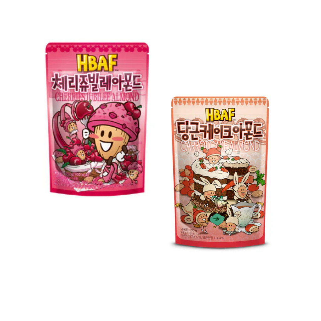 HBAF Almond Korea Tom’s farm อัลมอนด์เคลือบรสต่างๆ มี 2 รส น้ำหนัก 190 กรัม มาจากประเทศเกาหลีใต้