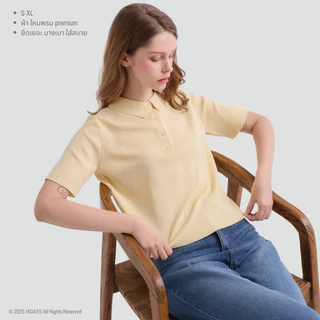 Clearance รุ่น BS เสื้อPolo กึ่งครอป เสื้อผ้าผู้หญิง สีพื้น ดีไซน์เรียบหรู คอปก มีกระดุม สะดวกสบาย สำหรับผู้หญิง S-XL