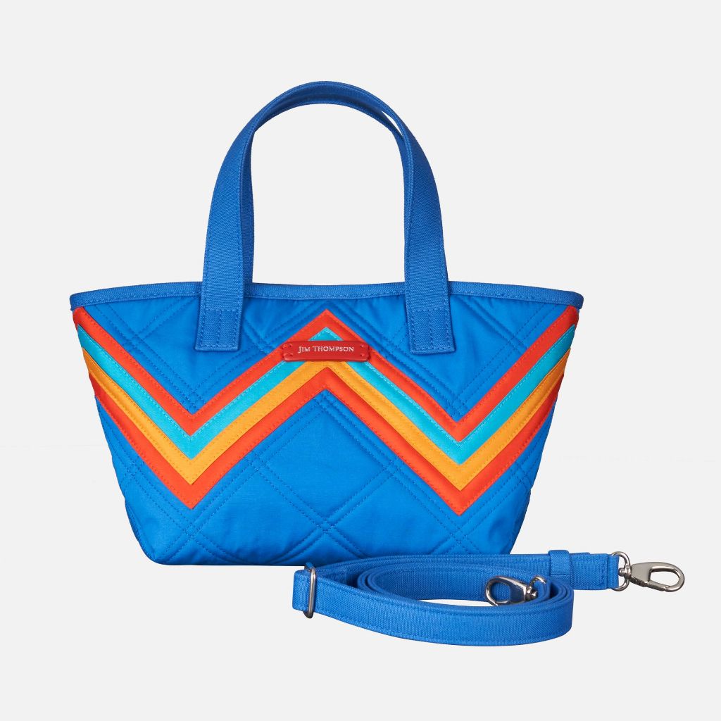 Stripe Quilted Cotton Capri Mini Beach Bag - Blue