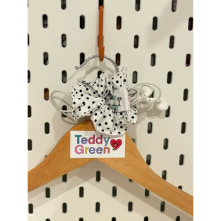 teddy scrunchies ⋆⋆⋆✿ polka dot ♥️ teddy green หนังยางมัดผมลายจุด (ไซส์ปกติ)