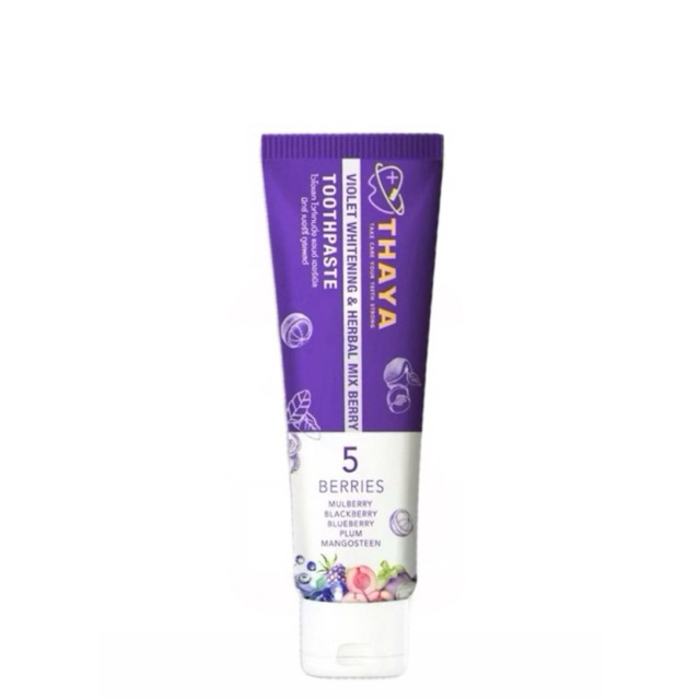 ยาสีฟันทยา Thaya  Toothpaste ไวโอเลท ไวท์เทนนิ่งแอนด์ เฮอร์เบิล มิกซ์ เบอร์รี่ ทรูเพสต์