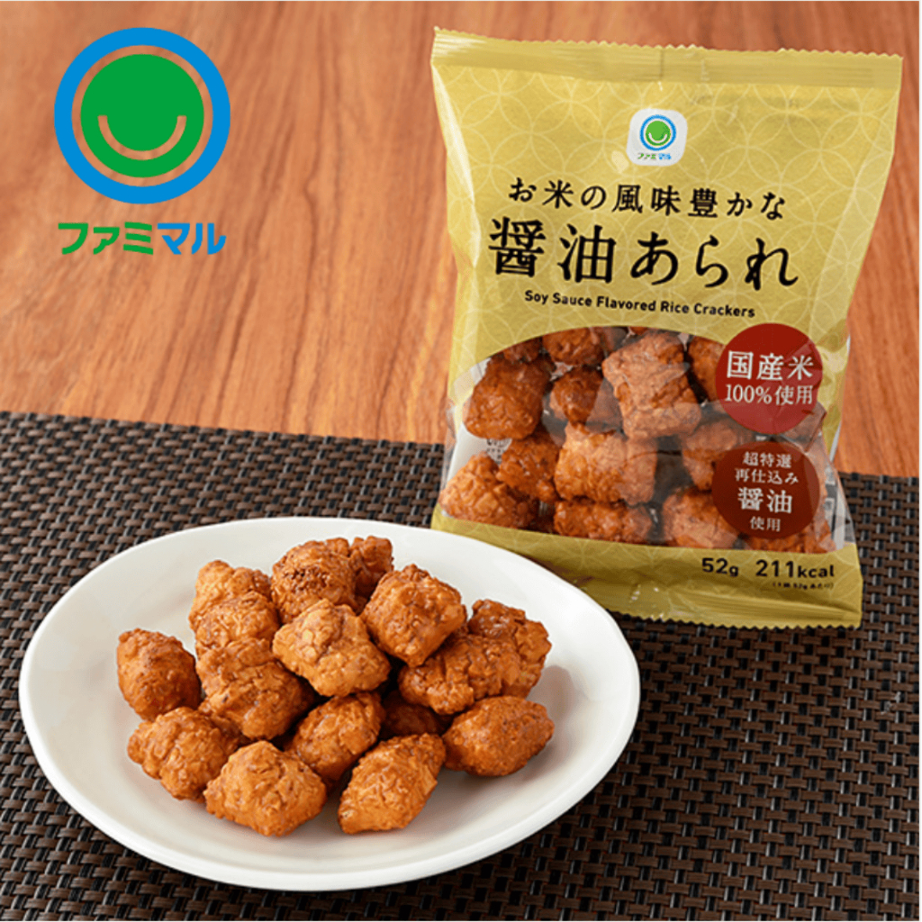 FamilyMart Rich Soy Sauce Rice Crackers – 100% Japanese Rice, Deep Shoyu Flavor [Direct from Japan]