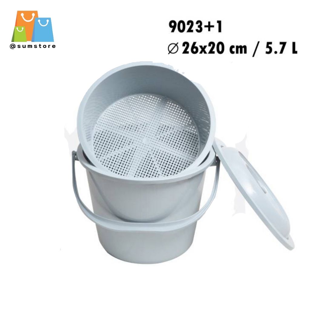 ถังกรองเศษอาหาร+ฝา 6ลิตร 26x20CM ถังพลาสติกแยกเศษอาหาร ใช้สำหรับดักเศษอาหาร รุ่น RI-9023-1