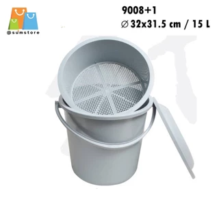 ถังกรองเศษอาหาร+ฝา 15ลิตร 32x31.5CM ถังพลาสติกแยกเศษอาหาร ใช้สำหรับดักเศษอาหาร รุ่น RI-9008-1