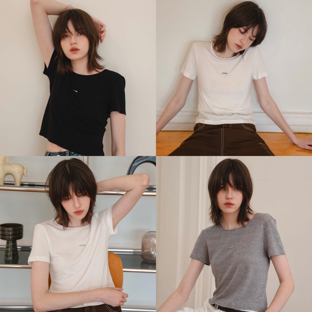 chuuchop(S-L) Sheer Short Sleeve Top เสื้อแขนสั้นปักโลโก้ (C8430)