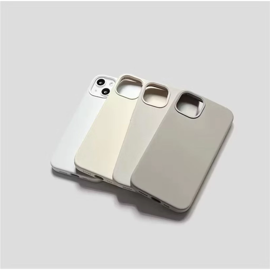 (จัดส่งทุกวัน)เคสซิลิโคนไอโฟน โทนขาว เบจ ด้านในบุกำมะหยี่ ไอโฟน 16/15/14/13/12/11