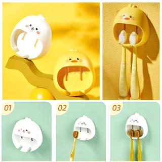 ที่แขวนแปรงสีฟันรูปเป็ด ติดผนัง แขวนแปรงได้ 2 อัน ที่แขวนแปรง การ์ตูน น่ารัก