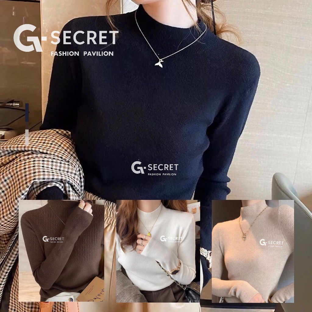 พร้อมส่ง เสื้อไหมพรมคอเต่าแขนยาว ร่องใหญ่ ผ้านิ่มสีพื้น Clothing Women