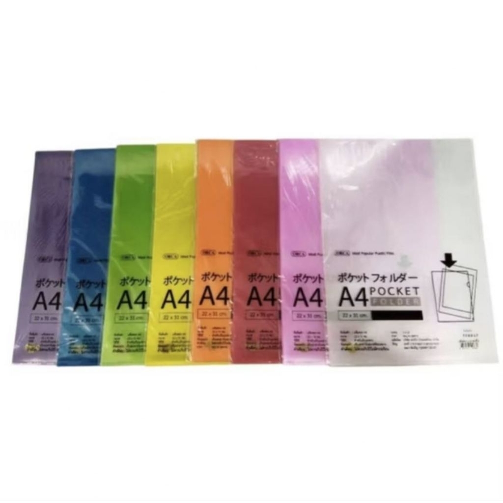 (12ชิ้น)แฟ้มซอง แฟ้มสอด pocket folders A4 (22×31cm.)สีใส ORCA