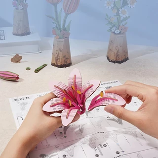 Rolife Rowood DIY Wooden Flower ดอกไม้ DIY ประกอบง่าย | ตัวต่อไม้ ดอกไม้ ของแต่งบ้าน ชุดโมเดลตัวต่อไม้ ของเล่นตัวต่อ