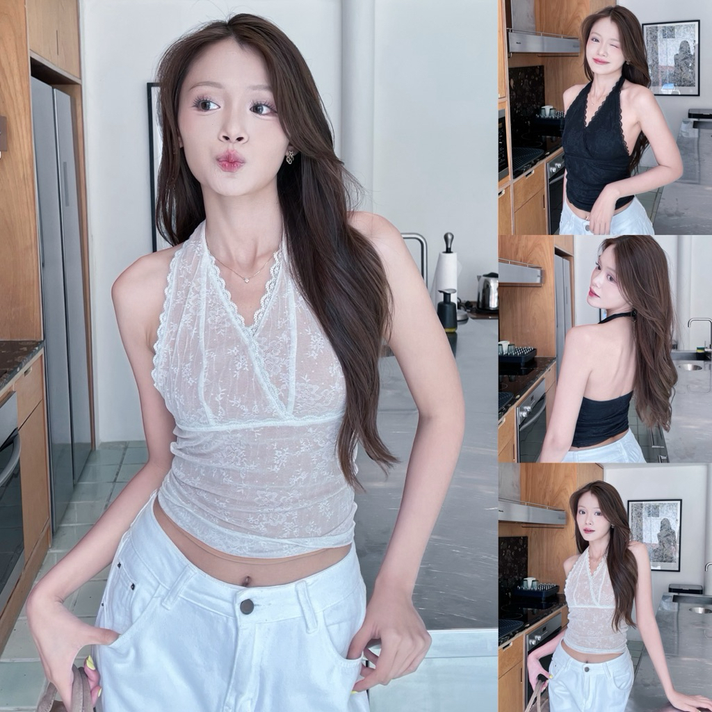 BEMYCHIC เสื้อคล้องคอลูกไม้ รุ่น Lace top